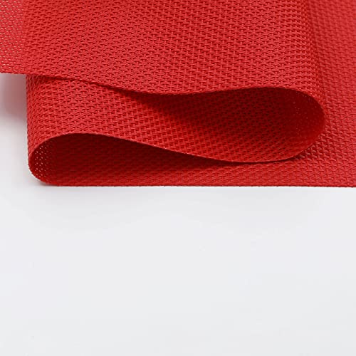 SHACOS Set of 6 Red Woven Vinyl Christmas Placemats - Indoor & Outdoor Table Decor