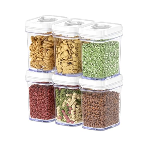 Airtight Food Storage Containers 1L Set of 6 with White Lids - Clear BPA-Free Kitchen Organizer