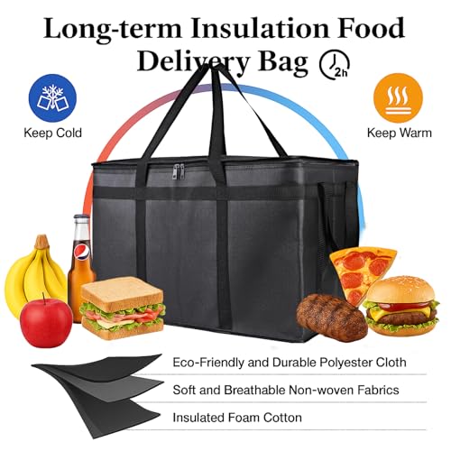 Bodaon 3 Pack Insulated Food Delivery Bags, XXXL Catering Cooler Bag