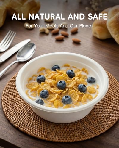White 12oz Compostable Sugarcane Deep Bowls - 500 Pack