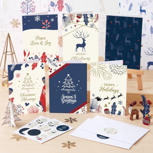 Gueevin 72 Pcs Reindeer Christmas Cards Bulk with Envelopes & Stickers - Variation: Reindeer