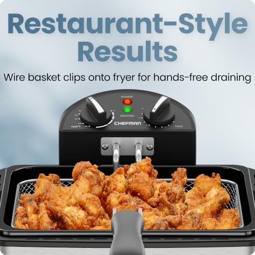 Large 4.5L Deep Fryer with Basket, Adjustable Temp & Timer, Removable Oil Container