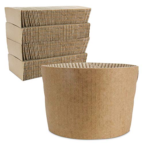 Kraft Brown Coffee Cup Sleeves 1000 Pack - Disposable Insulating Drink Sleeves for 12-24 oz Hot & Cold Beverages