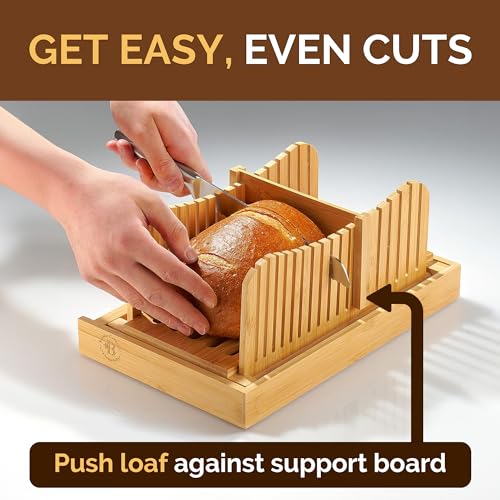 Bambüsi Bread Slicer for Homemade with Knife Sourdough Cutter, Bamboo
