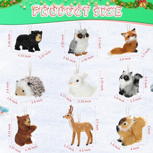 Jexine 50 Pack Plush Felt Woodland Animal Christmas Ornaments - Modern Furry Holiday Tree Decorations