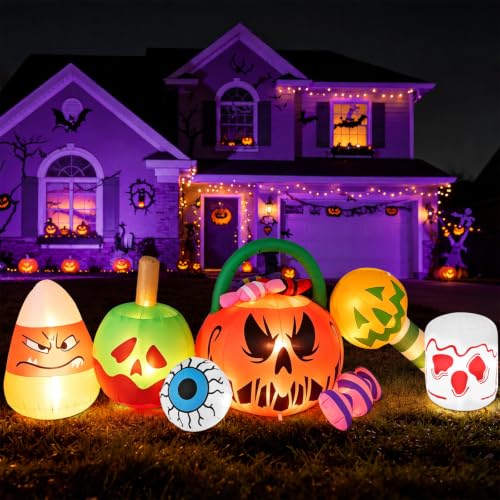10FT Halloween Inflatable Pumpkin Ghost Yard Decoration with LED Lights