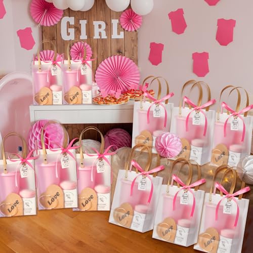 Pink Baby Shower Prizes Gift Set - 56 Pieces Including Candles, Notebooks, & Accessories