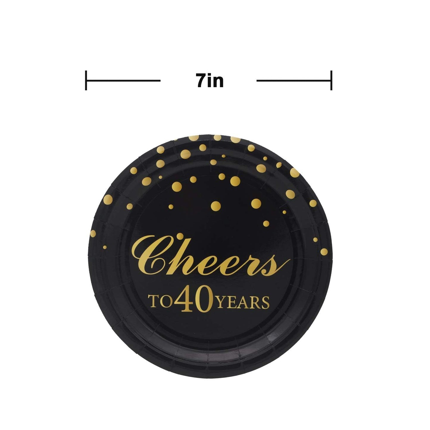 Pandecor 40th Birthday Party Supplies,50 PCS Cheers to 40 Years Disposable 7 Inch Paper Plates Dessert Plates for 40 Years Anniversary Party
