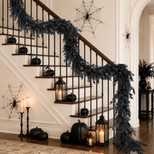 Halloween Garland 8.9FT Black Artificial Fall Decor for Mantle, Fireplace, Door - Variation 1
