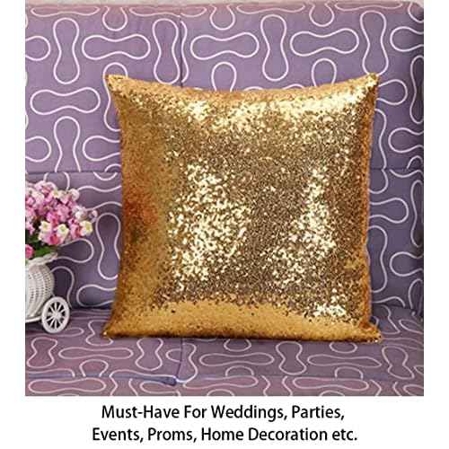 ShinyBeauty Gold Pillow Cover Decorative Throw Pillow Sofa Pillow Covers 12X12-Inches Sequin Pillow Case Shiny Gold Pillow Cover for Home, Couch,Party Decorations Gold Small Pillow Cover