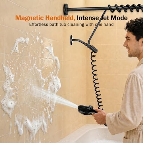 Black Dual Shower Head with Magnetic Handheld & 10 Modes - Double Shower System
