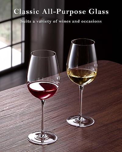 JBHO Hand Blown Italian Style Crystal Wine Glasses Set of 4, 18oz Lead-Free Red or White