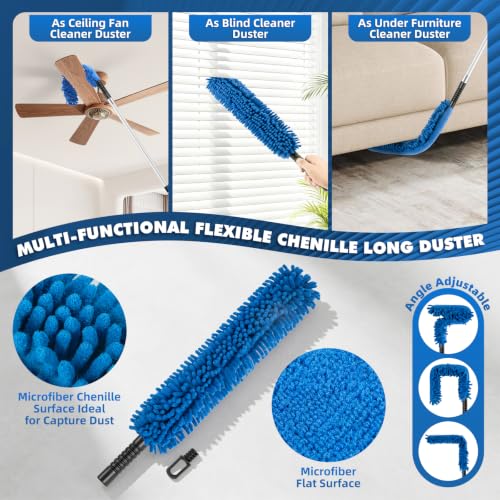 High Reach Duster Kit with 3-12FT Telescopic Extension Pole for Ceiling & Fan Cleaning
