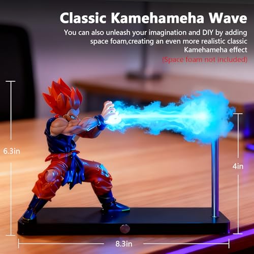 Magnetic Super Saiyan Lamp with LED Lighting Effect - Goku Kamehameha Night Light