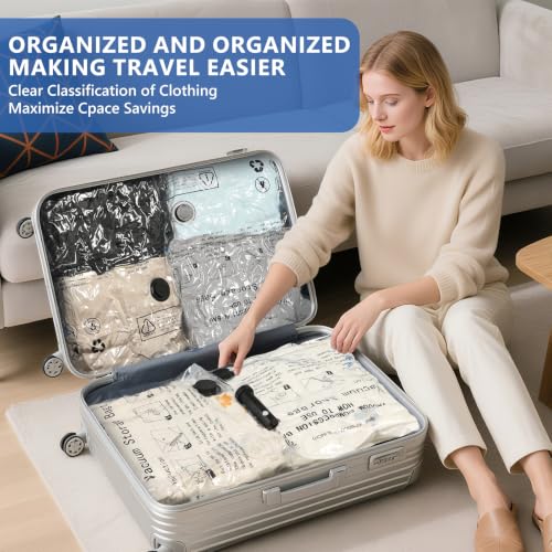 NESCCI 36 Pcs Travel Vacuum Bags with Rechargeable Wireless Pump - Combo Size Blue