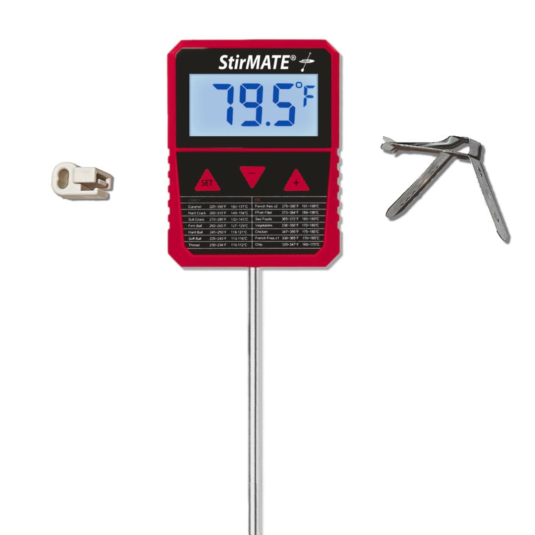 StirMATE Culinary Thermometer – Digital Candy & Deep Fry Stainless Probe with Pot Clip and StirMATE Adapter