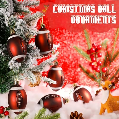 Leitee 18 Pcs Football Christmas Ornaments 2.36 Inch Plastic - Holiday Decor