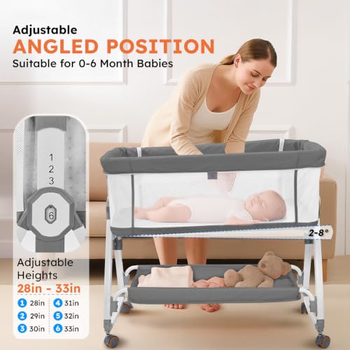 4-in-1 Baby Bassinet with Wheels & Adjustable Height - Gray (Variation of THIS listing)