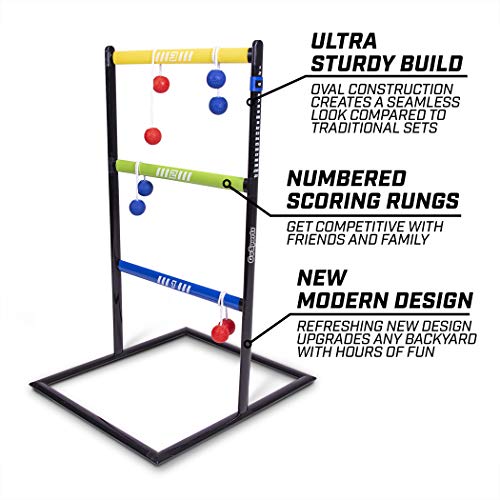 GoSports Ladder Toss Game Set - Pro Version with 6 Rubber Bolos & Carrying Case
