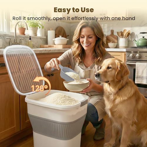 HOYTAMDAR 50Lbs Collapsible Airtight Food Storage Container - Grey