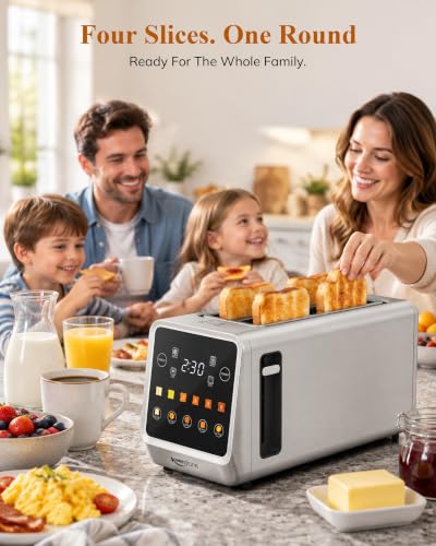 Keenstone Slim 4 Slice Touch Screen Toaster - Stainless Steel, Wide Slot 1.5"