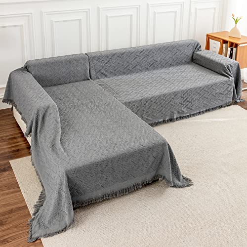 XX-Large Deep Dream Sectional Couch Cover - Dark Grey, 2-Piece L-Shaped Sofa Protector