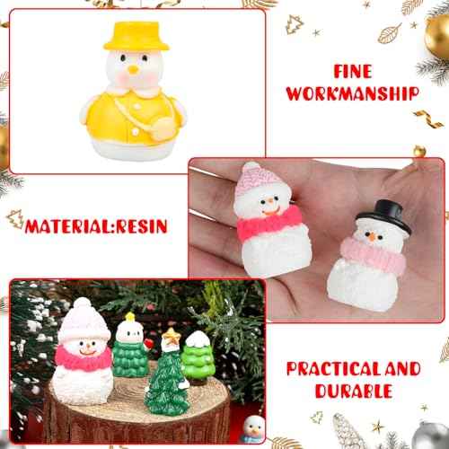 DIYASY 50 Pcs Snowman Miniature Figurines, Christmas Mini Crafts Resin Snowman Ornaments Kit for DIY Xmas Fairy Garden Snow Globes Decor Village Accessories