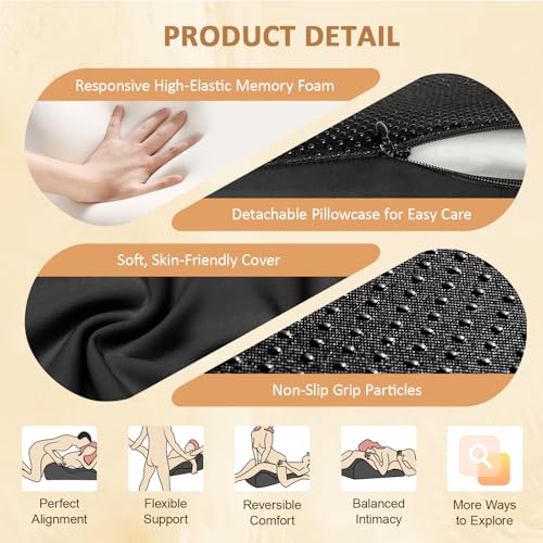 Memory Foam Wedge Pillow 27° Ergonomic Support for Back and Neck