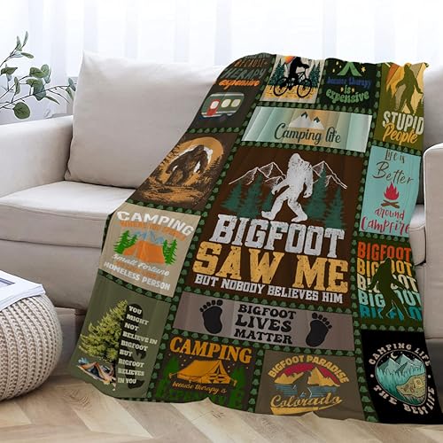Bigfoot Camping Blanket 50x60in Soft Outdoor Throw for Travelers & Home