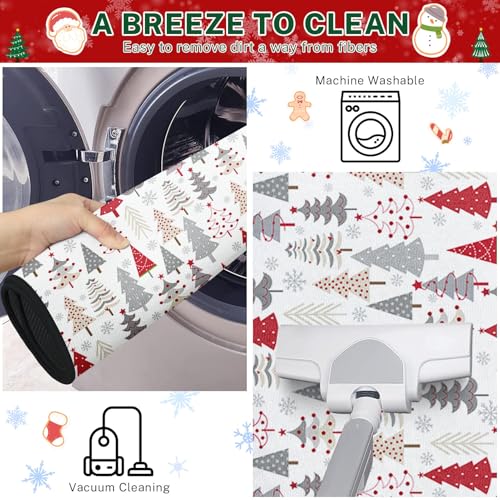 ArtSocket Christmas Tree Kitchen Rugs Set of 2 Non-Slip Washable Holiday Decor