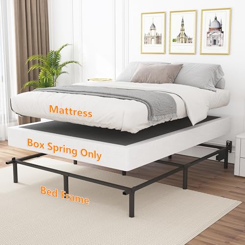 Snaye Queen Size Box Spring 8 Inch High, Heavy Duty Metal Bed Base, Noise-Free, Easy Assembly