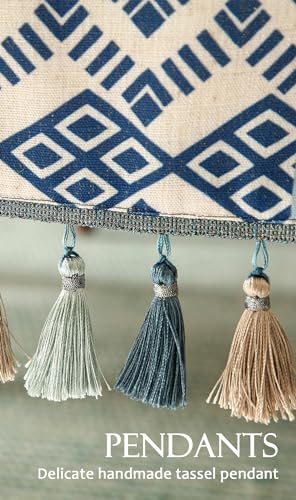 Suqingb 12"x87" Chinoiserie Blue Stripe Table Runner Linen-Polyester