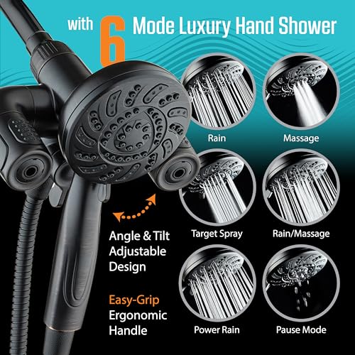 AquaDance Oil Rubbed Bronze High-Pressure Handheld Shower Head with 156 Modes & Hydro Arms