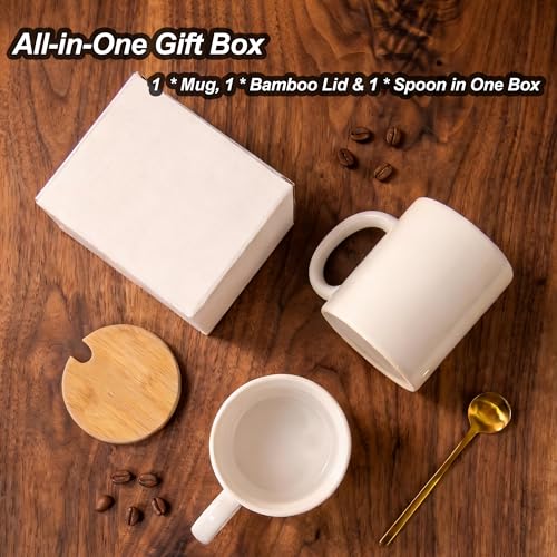 16-Pack Sublimation Coffee Mugs 11oz with Bamboo Lids & Spoons - White Ceramic