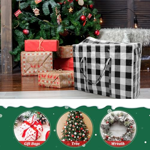 Black Christmas Storage Bags 12 Pack 27x20 Heavy Duty Container with Handles