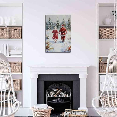 NTEUMM Santa Claus Wall Art Canvas 16x24 Inch Unframed Christmas Decor