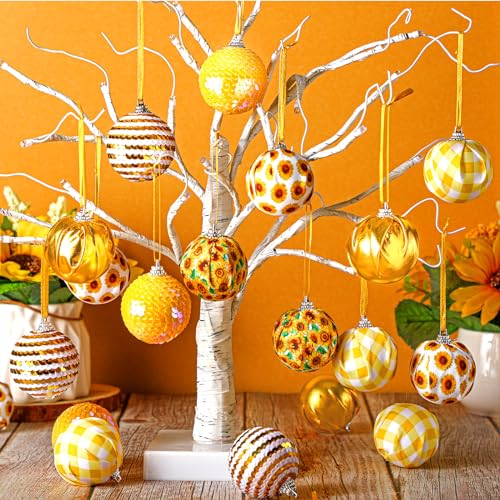 24 Pcs Sunflower Christmas Tree Ornaments - Cute Sunflower Hanging Decorations