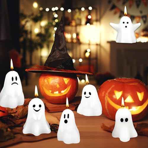 6PCS Novelty Candles, Halloween Ghost Candles, Christmas Gifts for Birthday Party, Home Decoration