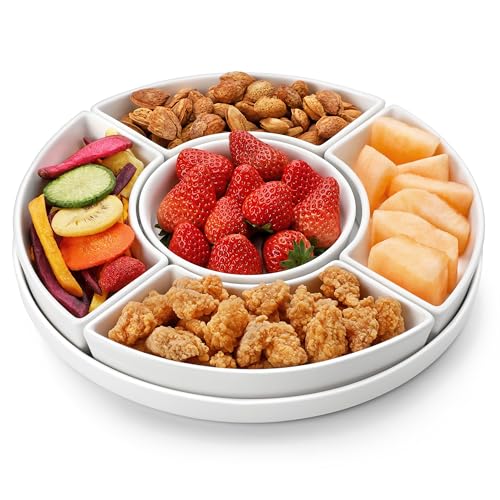 Porcelain Divided Serving Dish Tray for Appetizers, Chips & Dips
