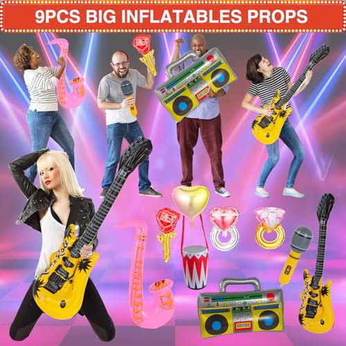 NICOWARM Bulk Photo Booth Props Set for Parties - Funny Hats, Glasses & Inflatable Accessories