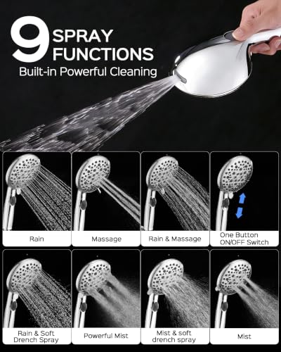 Rainfall Shower Head with Handheld Combo - Chrome / Twist Slider 2-in-1 System