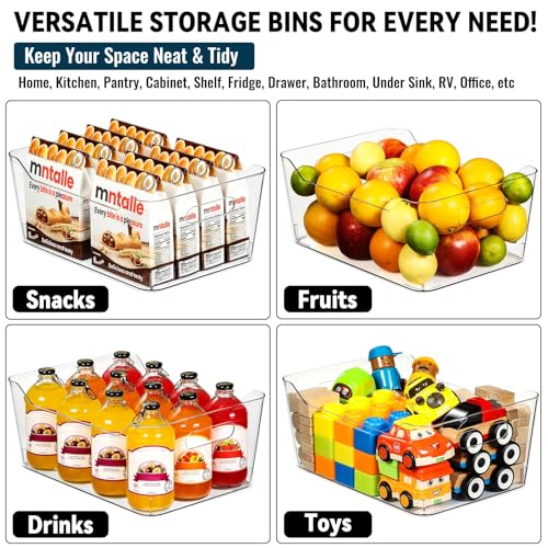 XXL Large Clear Plastic Storage Bins Set of 12 with Labels - Home & Kitchen Organization