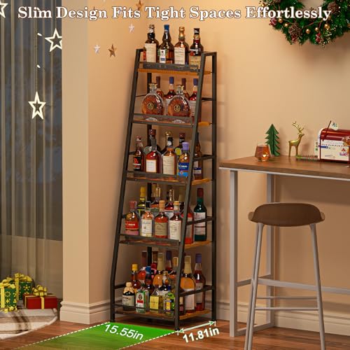 5-Tier Trapezoid Liquor Cabinet for Home Bar Large Capacity - Upgraded