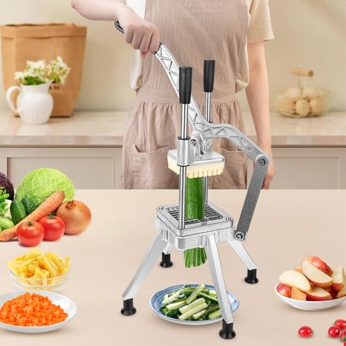 Heavy Duty French Fry Cutter for Potatoes & Vegetables with 4 Stainless Steel Blades
