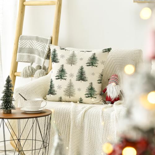 AVOIN colorlife 18x18 Inch Christmas Snowflake Tree Throw Pillow Cover Holiday Decor