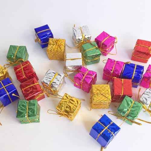 24PCS Shiny Mini Boxes Ornaments£¬Christmas Tree Decoration,Metal Foil Wrapped Ornaments£¬for Christmas Tree Hanging Decorations