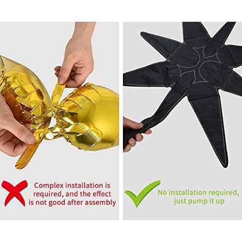 TONIFUL 4 Pcs 22inch 4D Huge Black Star Balloons Explosion Star Mylar Foil Balloons for Party Supplies Backdrop Christmas,New Year,Birthday,Halloween, Wedding,Photo Booth Ornament