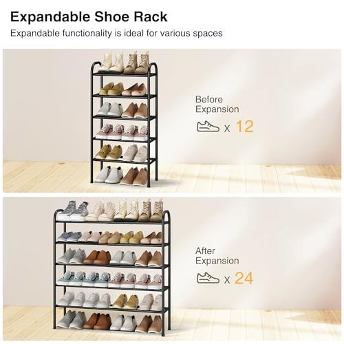 Expandable Shoe Rack 5-Tier Black - Adjustable Closet Storage Organizer