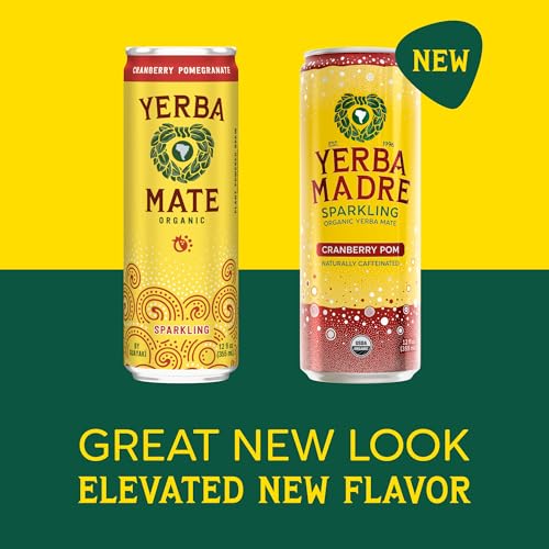 Sparkling Cranberry Pom Yerba Mate Drink - Organic, 12oz Cans Pack of 12