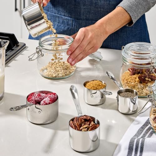 All-Clad Stainless Steel Measuring Cup Set 5-Piece Kitchen Tools - Nesting & Durable